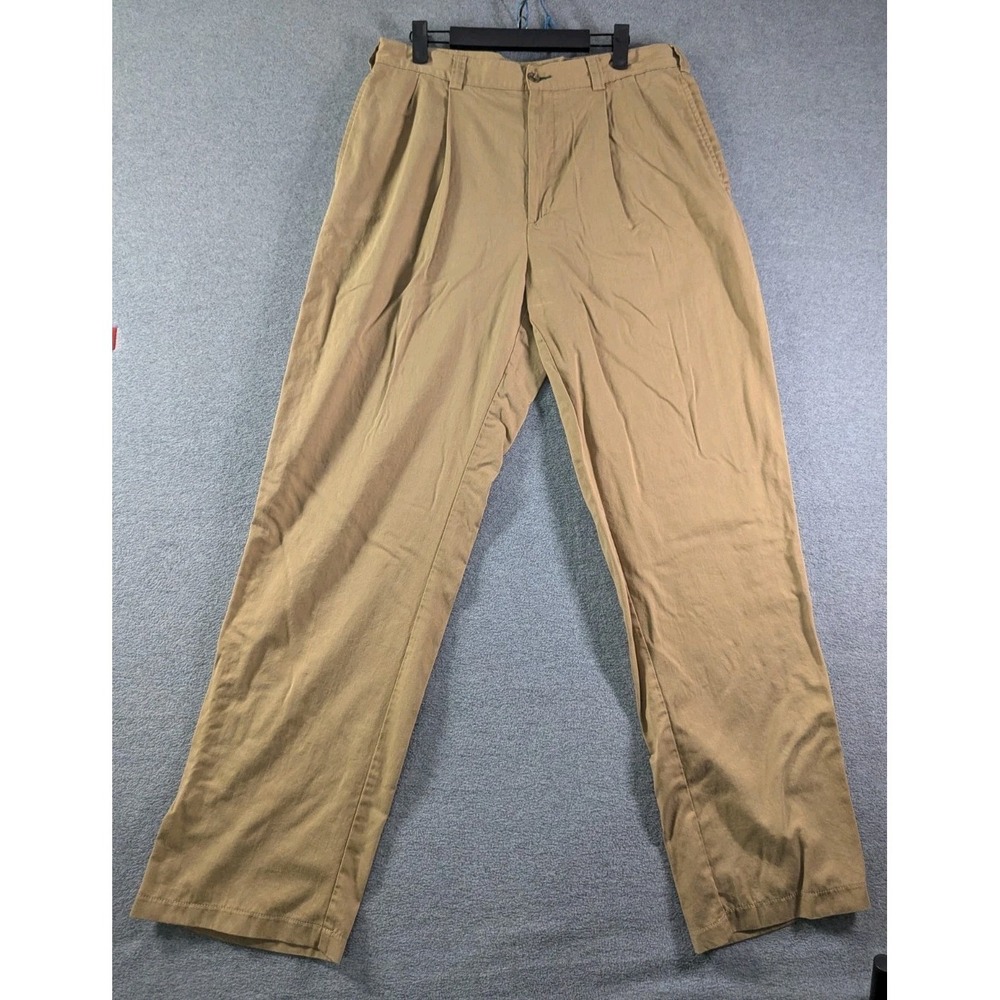 VTG Y2K Tommy Hilfiger Pleated Chino Pants 34x32 Khaki Tencel Prep Normcore‎